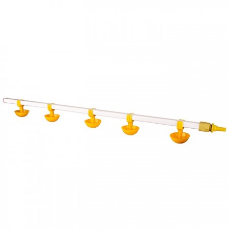 TavPet Civcivler İçin Eko Nipel Suluk Sistemi 100 cm 5 Nipelli Küçük Yaylı Çanaklı