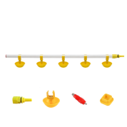 TavPet Civcivler İçin Eko Nipel Suluk Sistemi 100 cm 5 Nipelli Küçük Yaylı Çanaklı